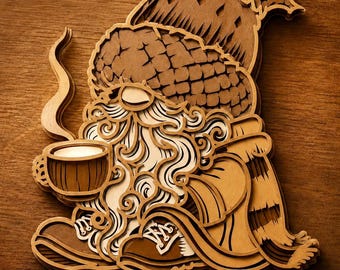 Gnomo de Outono Multicamadas SVG, Mandala 3D, Corte a Laser, Arquivo para Corte em Papel, Faça Você Mesmo, Corte em Compensado