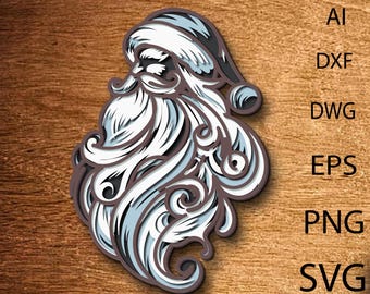 Santa Multilayer SVG,Laser Cut,Paper Cut File,DIY,For CNC,Plywood Cutting