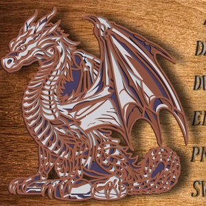 Fichier SVG 3D Dragon Mandala, Dragon en couches 3D, Zentangle multicouche, Mandala multicouche, fichier SVG Dragon, Dragon DXF, découpe laser