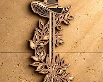 Witch's Broom Multilayer SVG,3D Mandala,Laser Cut,Paper Cut File,DIY,Plywood Cutting