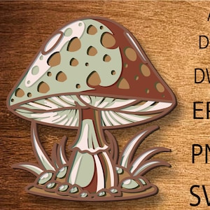 Mushrooms multilayer SVG, Mushrooms, Laser cut file, 3D layer, Plywood cut, Paper cut,Mushrooms SVG file,Mushrooms mandala,Home decor