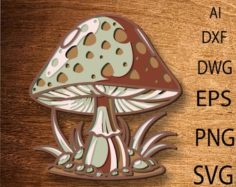Mushroom Multilayer SVG,3D Mandala,Laser Cut,Paper Cut File,DIY,Plywood Cutting
