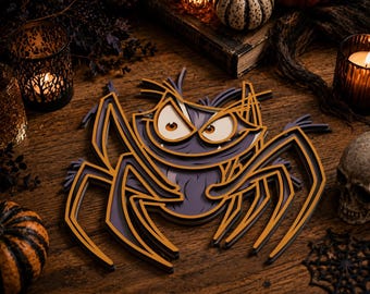 Halloween-Spinnen-SVG-Datei (mehrlagig) | Mehrschichtige SVG-Datei | 3D-Laserschnitt-Design