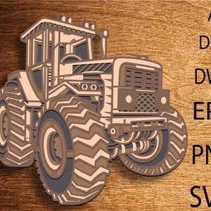 Trattore multistrato Svg, trattore fattoria fattoria trattore a strati, file tagliato al laser decorazione murale CNC download dxf svg ai dwg cricut Glowforge