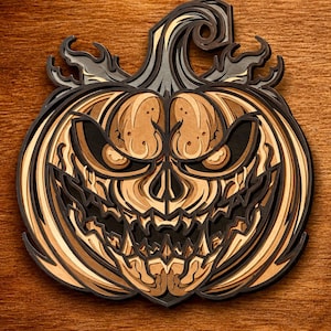 Halloweenpumpa flerskikts SVG, 3D-mandala, laserskuret, pappersklippt fil, gör-det-själv, plywoodskärning