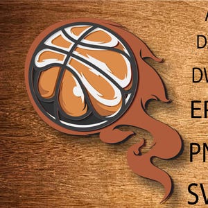 Svg multicouche de basket-ball, fichier découpé au Laser, papier découpé, fichiers de découpe de bois, modèle Svg, mandala découpé au Laser, fichier Dxf, contreplaqué découpé