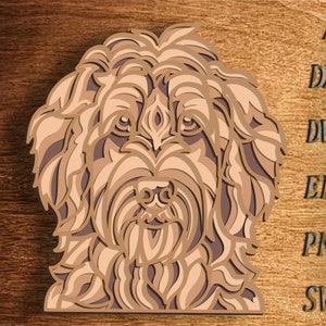 Chien Goldendoodle SVG multicouche, fichier de coupe chien Goldendoodle, mandala 3D, fichier SVG, découpe CNC, découpe laser