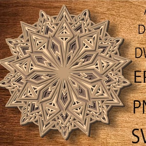 Mandala multilayer svg , Wooden Mandala Decorative Wall 3D, Paper cutting, Wooden Mandala Gift laser cut file,Mandala wall decor, 3D layer