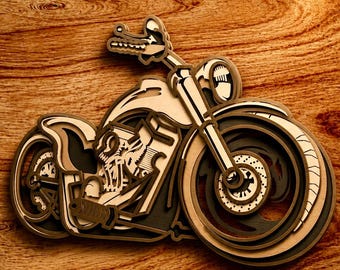 Motorcycle Multilayer SVG,Laser Cut,Paper Cut File,For CNC,3D Mandala,Plywood Cutting