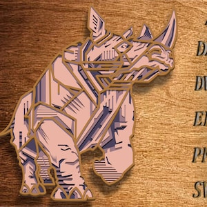 Rhinoceros 3D Mandala svg files, Multilayer Panel for Laser Cutting, SVG files, DXF Templates for CNC router,Plywood cut