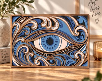 Mehrlagiges Augen-SVG, Boho-Mandala, Laserschnitt, Papierschnittdatei, Holzschnittdesign