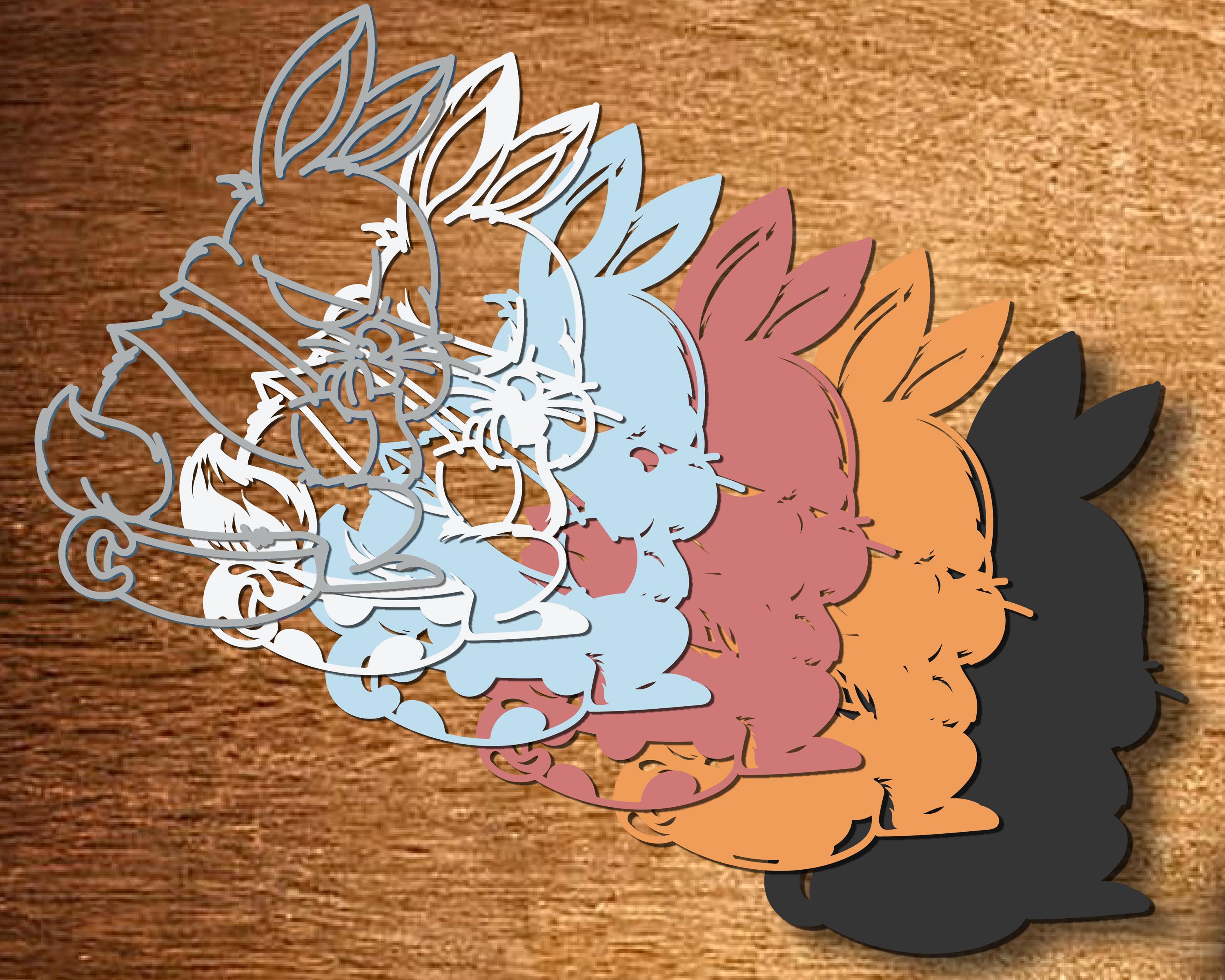 Funny Bunny Multilayer SVG,3D Mandala,laser Cut,paper Cut File