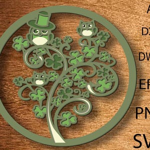 Kleebaum multilayer svg,3D überlagerter Kleebaum, Laserschnittdatei, SVG-Datei, Papierschnitt, Holzgeschenk, Sperrholzschnitt