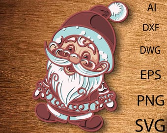 Santa Multilayer SVG,3D Mandala,Laser Cut,Paper Cut File,DIY,Plywood Cutting