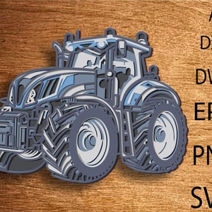 Tracteur multicouche Svg, tracteur en couches tracteur ferme, fichier découpé au Laser décoration murale art numérique téléchargement CNC dxf svg ai dwg cricut Glowforge