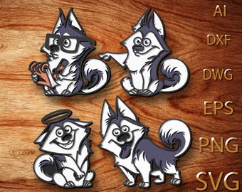 Funny Dogs Bundle, Multilayer SVG, Laser Cut Files (Digital Download)
