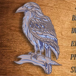 Flerskiktad Raven SVG, laserskuren fil, 3D Mandala (digital nedladdning)
