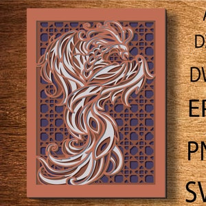 Phoenix multicouche SVG, oiseau de feu, feu, fichier découpé au laser, multicouche, découpe bricolage, Glowforge, oiseaux en bois Phoenix Lightburn, décoration murale