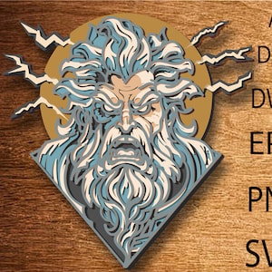 Zeus Multilayer SVG-Datei, 3D Layer Zeus SVG, digitale Download-Datei, einzigartiges Handwerk Geschenk, Sperrholzschnitt, Laser geschnitten Datei,Zeus für cnc