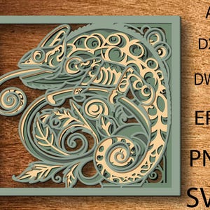 SVG multicouche caméléon, fichier découpé au laser caméléon, calque 3D, découpe de contreplaqué de fichier CNC, découpe de papier, fichier SVG, art mural