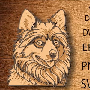 Pomorian Spitz Multilayer SVG-Datei, 3D-Schicht Pomorian Spitz, 3D Mandala Multilayer, Pomorian Spitzlove SVG-Datei DXF-Datei, Hund Holzschnitt