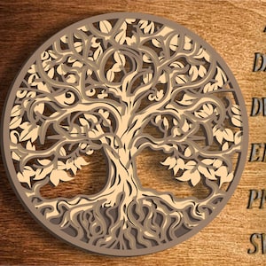 Tree of life multilayer svg cut file, Wooden Decorative Wall 3D, Paper cutting, Wooden Gift laser cut file, wall decor, 3D layer