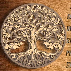 Tree of life multilayer svg cut file, Wooden Decorative Wall 3D, Paper cutting, Wooden Gift laser cut file, wall decor, 3D layer