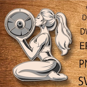 Fitness donna forte Multilayer svg,File di taglio laser per palestra,File per router CNC,File per mandala CNC,Modello donna,Mandrian CNC 3D compensato