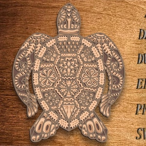 Meeresschildkröte Laser geschnitten Datei Multilayer SVG Sofortiger Download Vektor Muster Design Glowforge Silhouette Cricut Boho Wanddeko