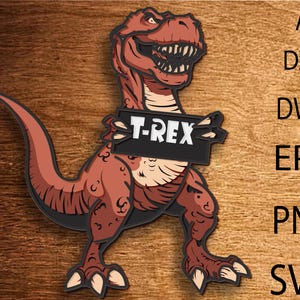 Carino T-Rex multistrato SVG, file di taglio T-Rex, strato 3D tagliato al laser T-Rex, taglio del compensato, taglio della carta, file SVG, compensato mandala 3D, arredamento per la casa