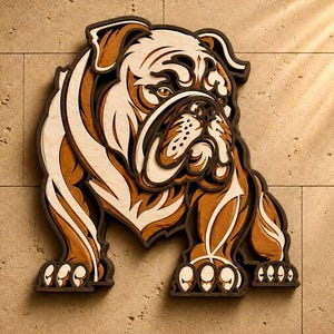 English Bulldog Multilayer SVG,3D Mandala,Laser Cut,Paper Cut File,DIY,Plywood Cutting image 1