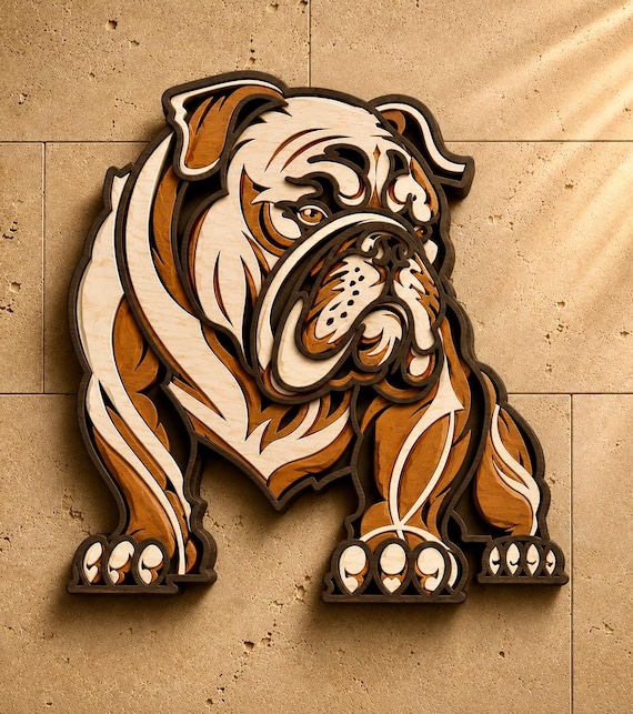 English Bulldog Multilayer SVG,3D Mandala,Laser Cut,Paper Cut File,DIY,Plywood Cutting