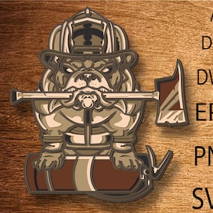 3D Feuerwehrmann Hund Mandala SVG, Feuerwehrmann Multilayer SVG, Hund Papierschnitt, SVG-Dateien, Feuerwehrmann DXF, Laserschneiden, Feuerwehrmann Sperrholz geschnitten