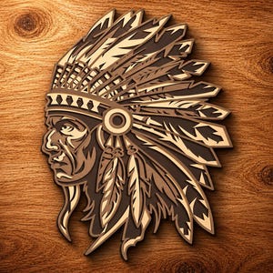 Native American Chief Multilayer SVG,3D Mandala,Laser Cut,Paper Cut File,Plywood Cutting