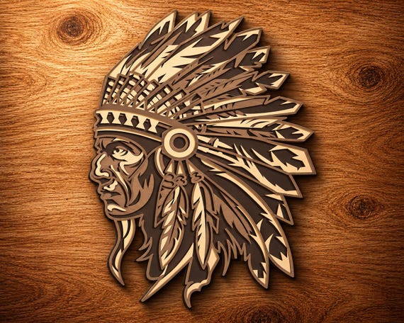 Native American Chief Multilayer SVG,3D Mandala,laser Cut,paper