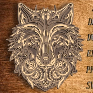 3D Wolf-mandala SVG Wolf, 3D gelaagde wolf, Wolf meerlaagse Svg, Wolf papier gesneden, Wolf SVG, Wolf DXF, lasersnijden, Wolf multiplex gesneden, Wolf Home decor