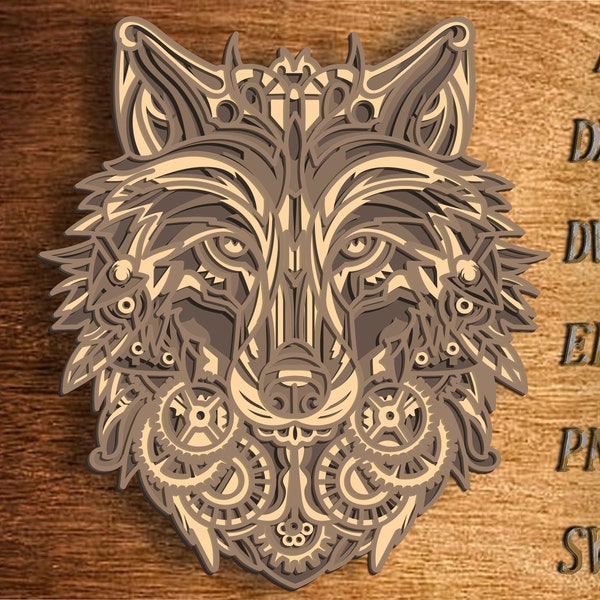 3D Wolf Mandala SVG Wolf,3D Layered Wolf,Wolf Multilayer Svg,Wolf paper cut,Wolf SVG,Wolf DXF,Laser Cutting,Wolf Plywood cut,Wolf Home decor