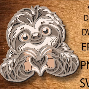 Faultier Multilayer SVG,Faultier geschnitten Datei,Faultier Laser geschnitten 3D Schicht, Sperrholz schneiden, Papierschnitt, SVG-Datei, 3D Mandala Sperrholz,Faultier zu Hause