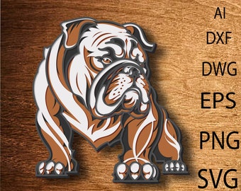 English Bulldog Multilayer  SVG ,3D Layered Dog,Dog Multilayer Svg,Dog paper cut,Dog SVG,Dog DXF,Laser Cutting,Dog Plywood cut
