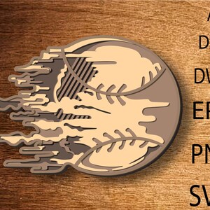 May include: A brown and beige baseball with a melting effect, creating a unique and abstract design.