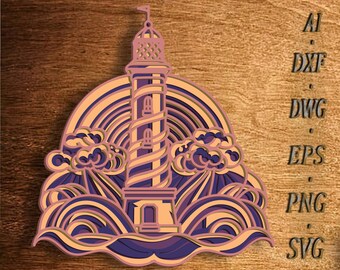 Lighthouse Multilayer SVG,3D Mandala,Laser Cut,Paper Cut File,DIY,Plywood Cutting