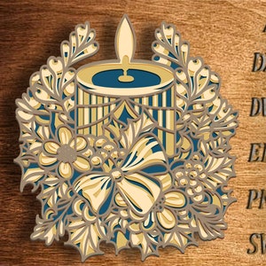 Weihnachtskerze 3D Mandala svg Dateien, Multilayer Panel zum Laserschneiden, SVG-Dateien, Laser Cut. Mehrschichtiges Mandala Cricut
