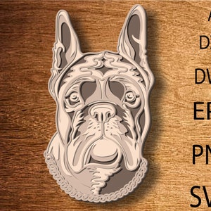 Arquivo SVG de mandala de buldogue francês 3D, cachorro em camadas 3D, Svg multicamadas de buldogue francês, corte de papel de buldogue francês, cachorro SVG, cachorro DXF, corte a laser
