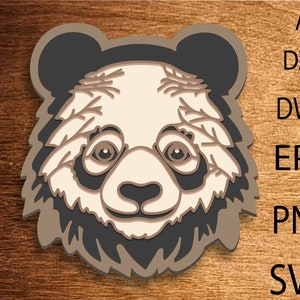 Panda Multicamadas svg Mandala multicamadas SVG. Arquivo digital panda laser. Arquivo para corte de papel. DXF, arte de parede de panda. Corte de madeira compensada