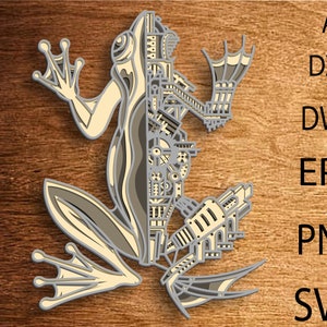 3D-kikker-mandala SVG-leeuw, 3D-gelaagde kikker, meerlaagse Svg-bestanden, papier gesneden kikker, kikker SVG, kikker DXF, lasersnijden, multiplex kikker