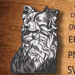 Border Collie multilayer SVG. Digital file Border Collie dog laser file. File for paper cutting. DXF,Wall art .Plywood cut