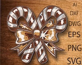 Christmas Candy Cane Multilayer SVG,3D Mandala,Laser Cut,Paper Cut File,Plywood Cutting