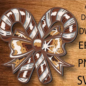 Bonbons de Noël multicouches SVG, Noël, bonbons froids, fichier découpé au laser, multicouche, découpe bricolage, Glowforge, mandala en bois, décoration murale