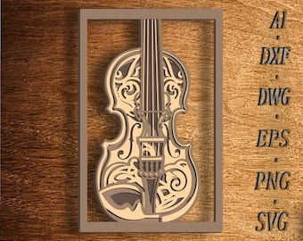 Violin 3D Multilayer SVG. Violin  Mandala Laser Cut Home Decor . Violin SVG . Laser violin .Digital Download  files