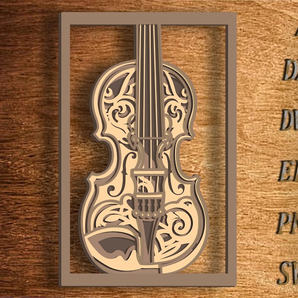 Violin 3D Multilayer SVG. Violin  Mandala Laser Cut Home Decor . Violin SVG . Laser violin .Digital Download  files